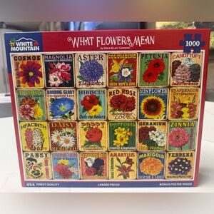 White Mountain What Flowers Mean Puzzle - Red, Yellow, Green, Blue, Pink
